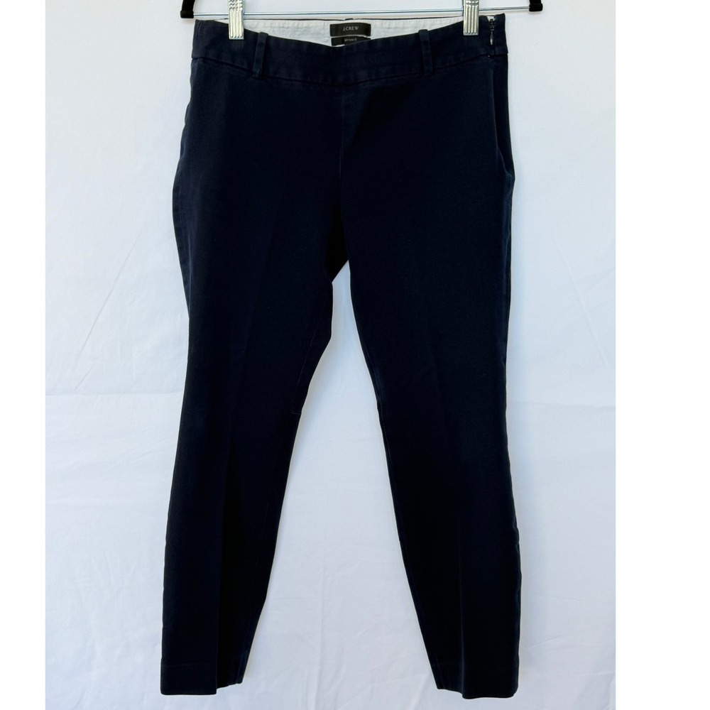 J.Crew Minnie Navy Blue Side Zip Slim Cropped Pants Womens 2